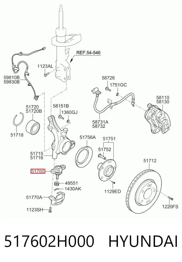 Rótula inferior de suspensión 517602H000 Hyundai/Kia