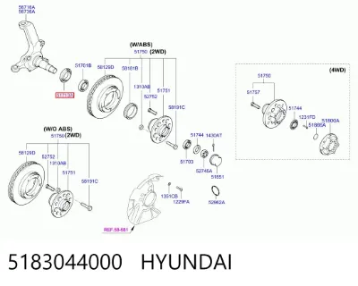 Retén de cubo de rueda delantero HYUNDAI 5183044000