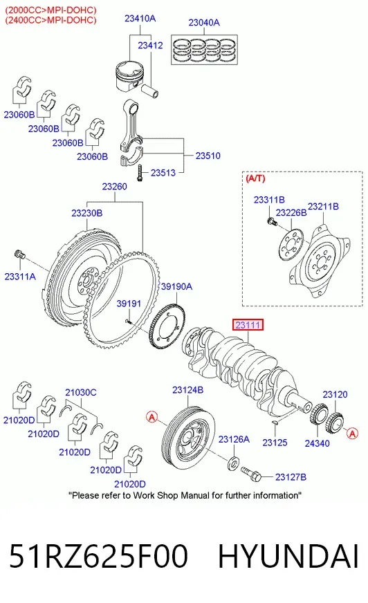 Cigüeñal 51RZ625F00 Hyundai/Kia