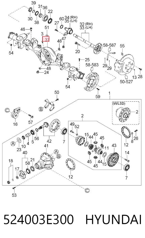 Cárter del eje trasero 524003E300 Hyundai/Kia
