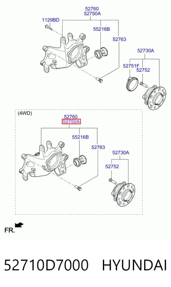 Mangueta trasera izquierda 52710D7000 Hyundai/Kia