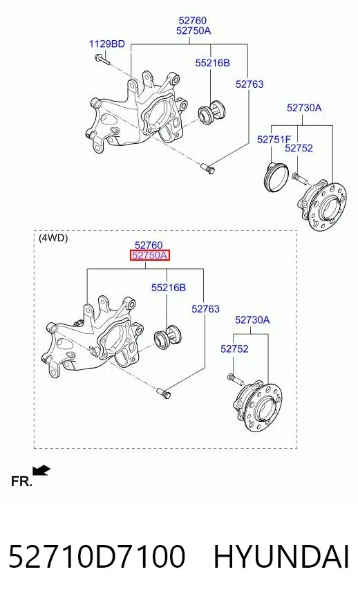 Mangueta trasera izquierda 52710D7100 Hyundai/Kia