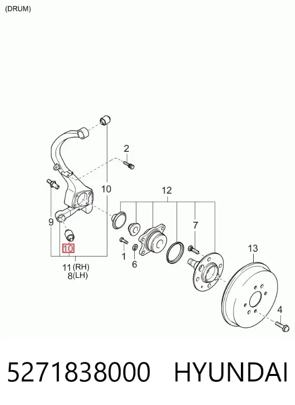 Buje de mangueta trasera 5271838000 Hyundai/Kia