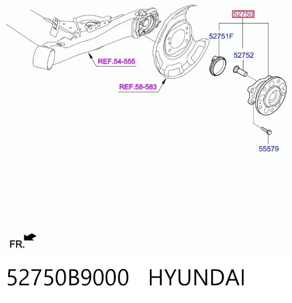 Cubo de rueda trasero 52750B9000 Hyundai/Kia