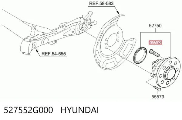 Tornillo de rueda trasera 527552G000 Hyundai/Kia