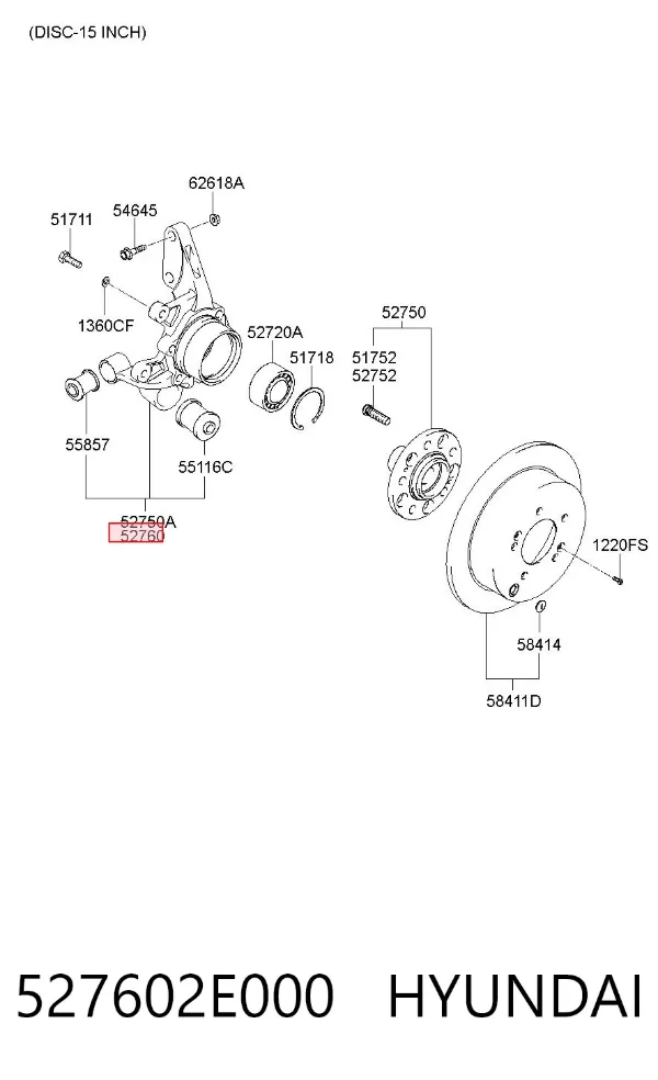 Mangueta trasera derecha 527602E000 Hyundai/Kia