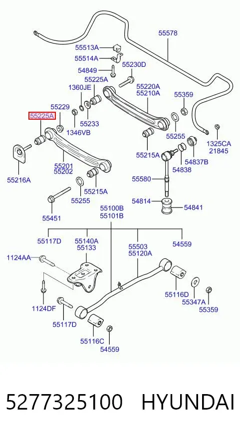 Buje interior del brazo transversal trasero 5277325100 Hyundai/Kia