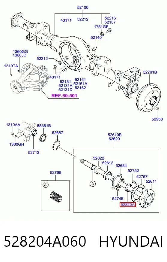 Retén exterior del semieje trasero 528204A060 Hyundai/Kia