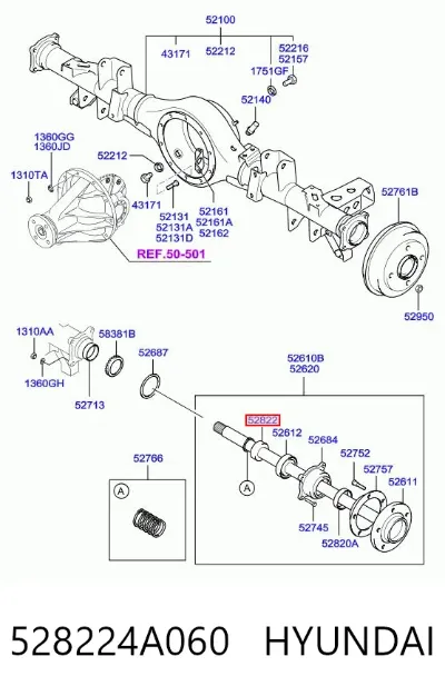 Anillo de retención del rodamiento del semieje trasero HYUNDAI 528224A060