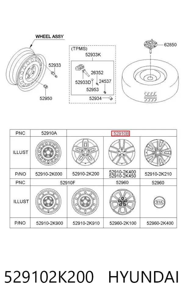 Llantas 529102K200 Hyundai/Kia