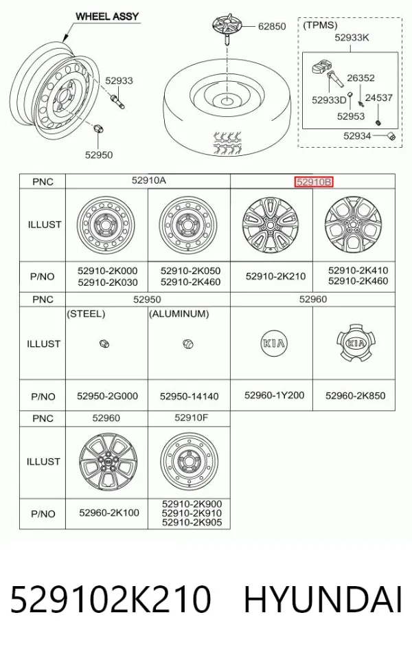 Llantas 529102K210 Hyundai/Kia