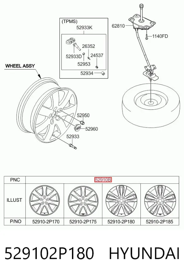 Llantas 529102P180 Hyundai/Kia