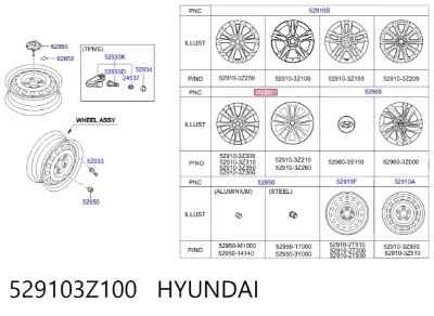 Llantas de aleación HYUNDAI 529103Z100