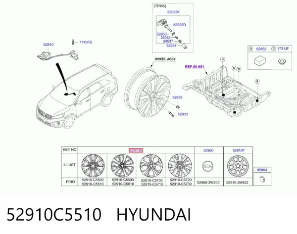 Llantas 52910C5510 Hyundai/Kia