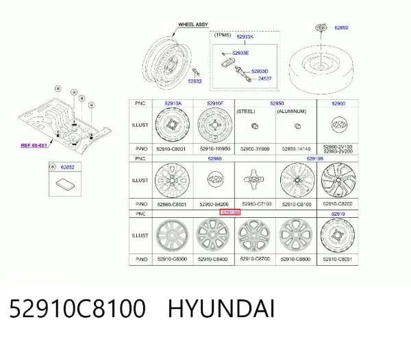 Llantas 52910C8100 Hyundai/Kia