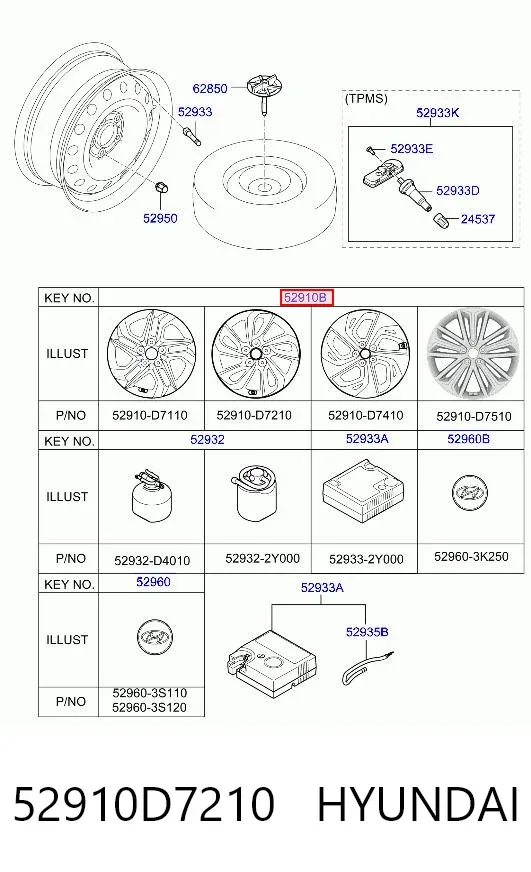 Llantas 52910D7210 Hyundai/Kia