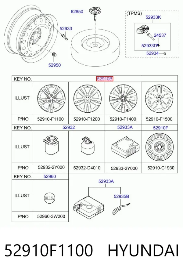 Llantas 52910F1100 Hyundai/Kia