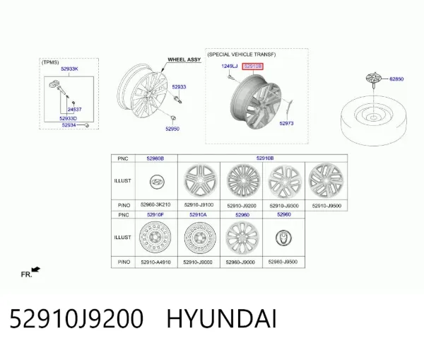 Llantas 52910J9200 Hyundai/Kia