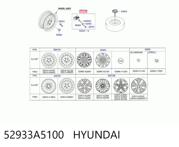 Sensor de presión de neumáticos 52933A5100 Hyundai/Kia