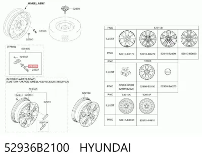 Válvula de rueda HYUNDAI 52936B2100