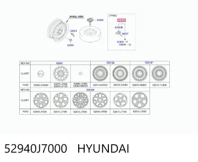Sensor de presión de neumáticos HYUNDAI 52940J7000