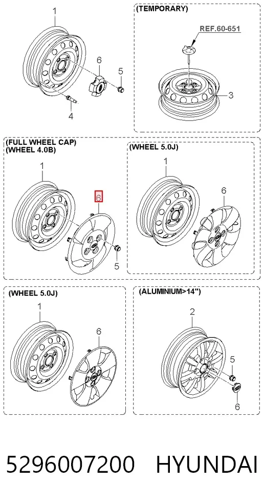 Tapacubos 5296007200 Hyundai/Kia