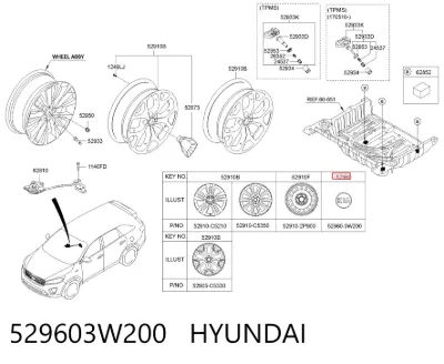 Tapacubos de rueda HYUNDAI 529603W200