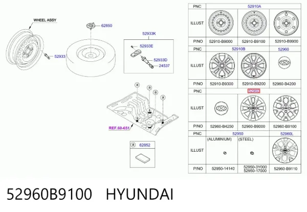 Tapacubos 52960B9100 Hyundai/Kia