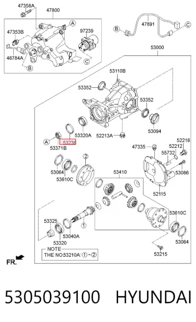 Retén del piñón del diferencial trasero HYUNDAI 5305039100