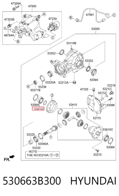 Cojinete del diferencial del eje trasero HYUNDAI 530663B300