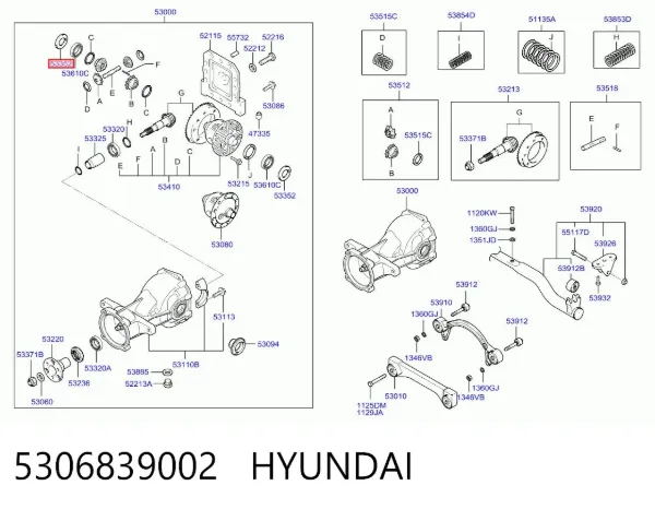Retén del diferencial del eje trasero 5306839002 Hyundai/Kia