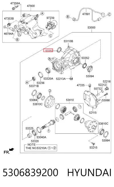 Retén del diferencial del eje trasero HYUNDAI 5306839200