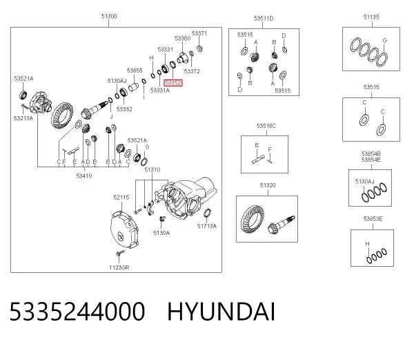 Retén del piñón del diferencial trasero 5335244000 Hyundai/Kia