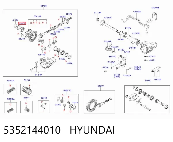 Cojinete interior del semieje trasero 5352144010 Hyundai/Kia