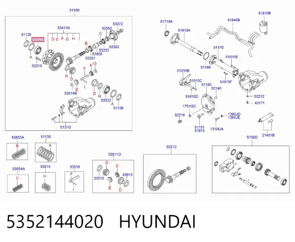Cojinete interior del semieje trasero 5352144020 Hyundai/Kia