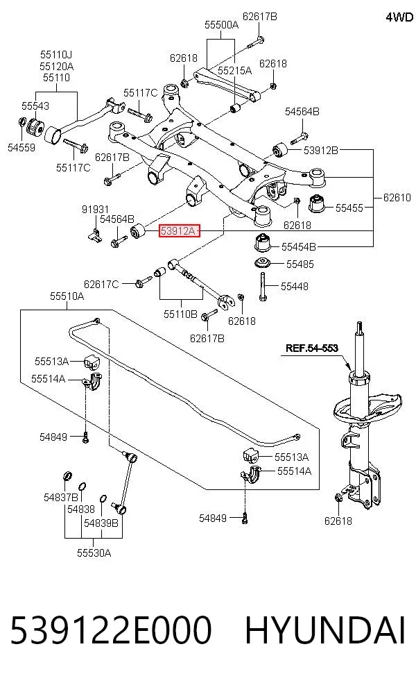 Silentblock trasero 539122E000 Hyundai/Kia