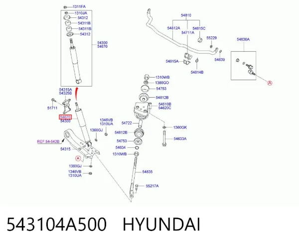 Amortiguador 543104A500 Hyundai/Kia