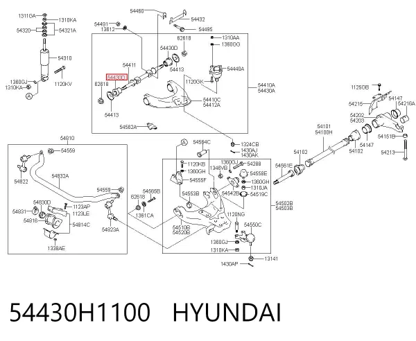 Buje del brazo de suspensión delantero superior 54430H1100 Hyundai/Kia