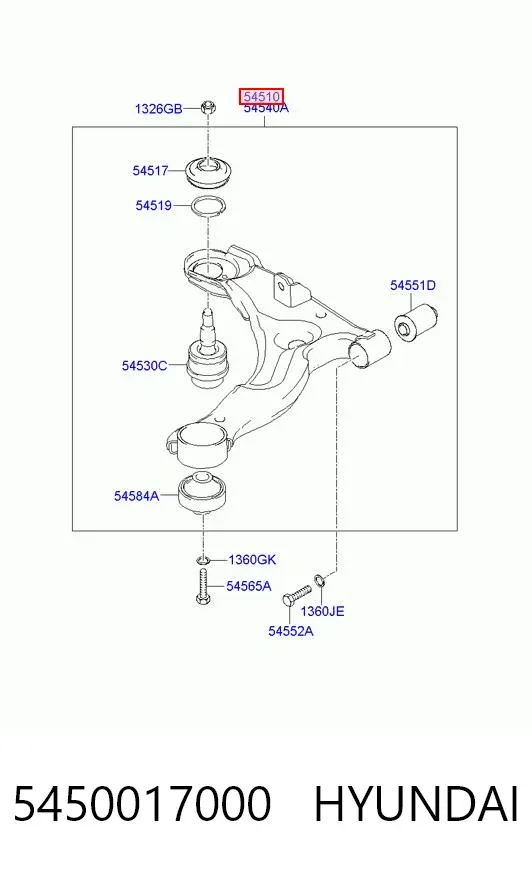Brazo inferior izquierdo de la suspensión delantera 5450017000 Hyundai/Kia