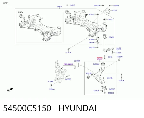 Brazo inferior izquierdo de la suspensión delantera 54500C5150 Hyundai/Kia
