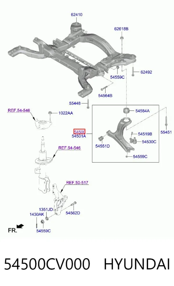 Brazo inferior izquierdo de la suspensión delantera 54500CV000 Hyundai/Kia
