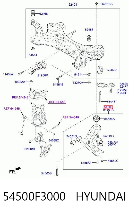 Brazo inferior izquierdo de la suspensión delantera 54500F3000 Hyundai/Kia