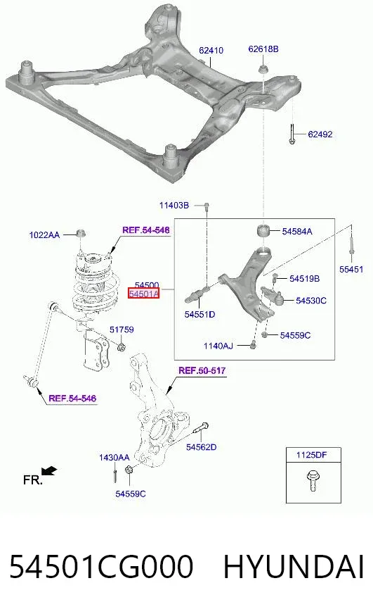 Brazo inferior izquierdo de la suspensión delantera 54501CG000 Hyundai/Kia