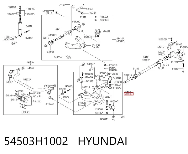 Brazo inferior derecho de la suspensión delantera 54503H1002 Hyundai/Kia
