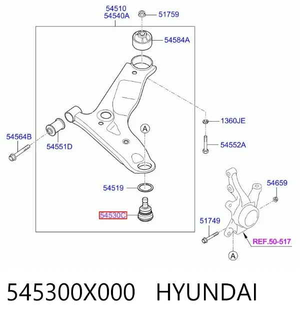 Rótula inferior de suspensión 545300X000 Hyundai/Kia