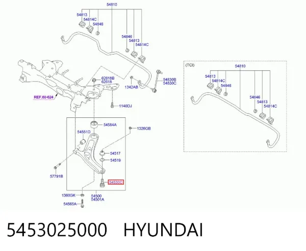 Rótula inferior de suspensión 5453025000 Hyundai/Kia