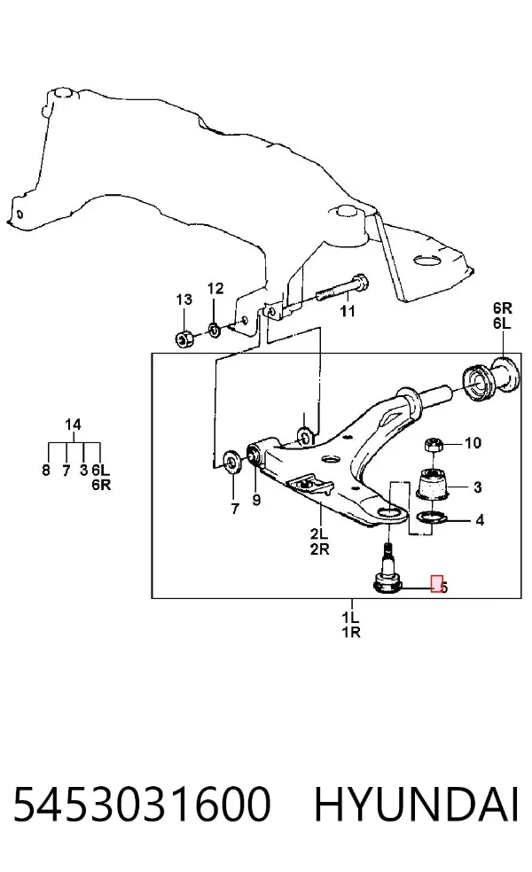 Rótula inferior de suspensión 5453031600 Hyundai/Kia