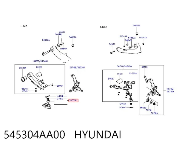 Rótula inferior de suspensión 545304AA00 Hyundai/Kia