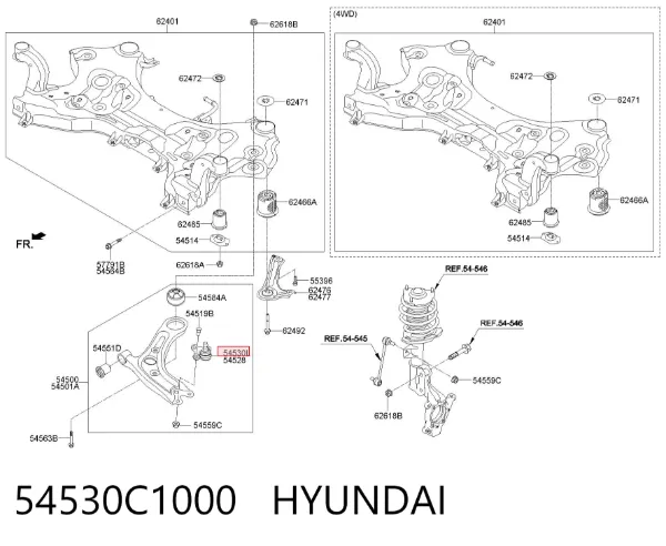Rótula de suspensión inferior izquierda 54530C1000 Hyundai/Kia