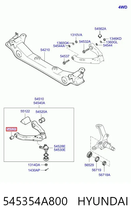 Silentblock del brazo de suspensión 545354A800 Hyundai/Kia